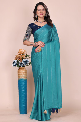 K 5 FASHION Embellished, Embroidered Bollywood Georgette Saree(Blue)