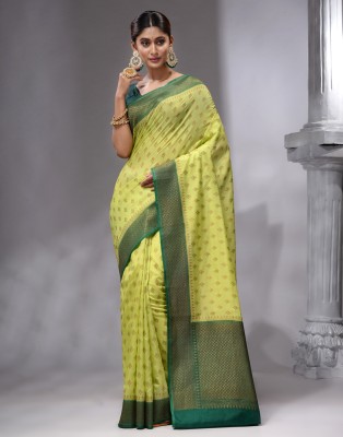 HOUSE OF BEGUM Printed Banarasi Dupion Silk Saree(Light Green)