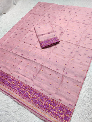 Skiran's Woven Mekhela Chador Cotton Blend Saree(Red)
