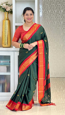 AS CREATION Self Design Kanjivaram Silk Blend Saree(Multicolor)