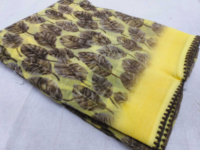 DARYANI SHREE Printed Bollywood Georgette Saree(Yellow)