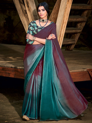 Tasrika Solid/Plain Bollywood Chiffon Saree(Multicolor)
