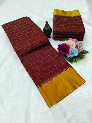 Mervadiya Printed Kanjivaram Pure Silk, Art Silk Saree(Maroon)