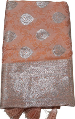 Jessina Traders Self Design Saree with Attached Blouse Silk Blend Saree(Multicolor, Orange)