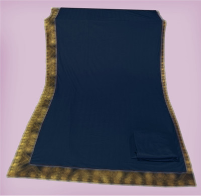 Suvali Fashion Solid/Plain Banarasi Lycra Blend, Chiffon Saree(Dark Blue)