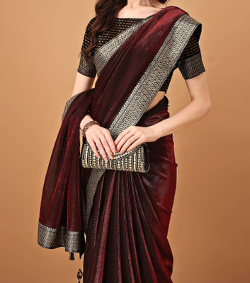 DIVYASHAKTI FASHION Embellished Bollywood Silk Blend Saree(Maroon)