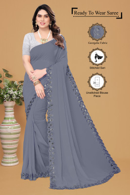Manan Creation Embellished Bollywood Georgette Saree(Grey)