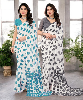 Moda Rapido Printed Bollywood Georgette Saree(Pack of 2, Multicolor)