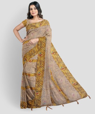 AAI LAXMI CREATION Digital Print Bollywood Brasso Saree(Yellow)