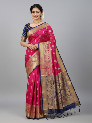 VARNICRAFTS Woven Banarasi Art Silk Saree(Pink)