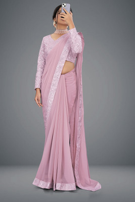 AVIRAT DESIGNER STUDIO Embroidered Bollywood Georgette Saree(Pink)