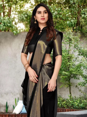 Vragi Self Design Bollywood Chiffon Saree(Black)