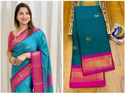NST5 Woven Paithani Cotton Silk Saree(Green)