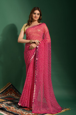 Dwiza Enterprise Printed, Digital Print Bollywood Georgette, Chiffon Saree(Pink)