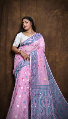 Anjalisharee Printed Jamdani Art Silk Saree(Multicolor)