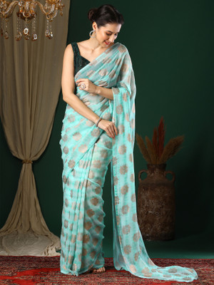 Divastri Printed Bollywood Georgette Saree(Light Blue)
