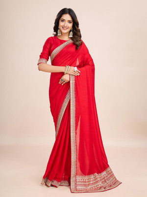 sareya veela Printed Bandhani Georgette Saree(Red)