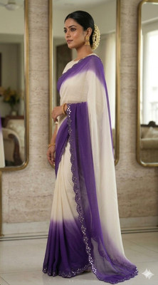 Fashion Flexx Solid/Plain Daily Wear Georgette Saree(Purple)