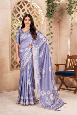 Mugdarra Digital Print Bollywood Silk Blend Saree(Purple)