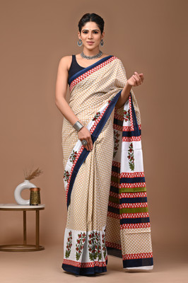 Tetarwal Printed Daily Wear Pure Cotton Saree(Multicolor)
