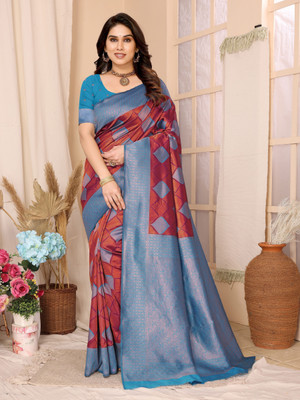 Soor Panchi Woven Banarasi Polyester Saree(Magenta)