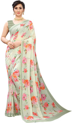Fevinaa Digital Print, Printed Daily Wear Georgette Saree(Multicolor)