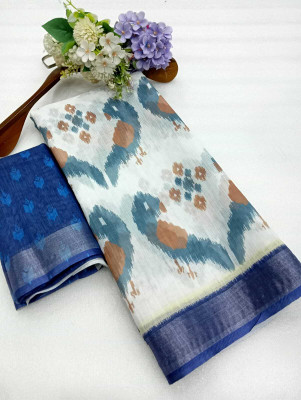 DEVICE of NT Printed Kanjivaram Pure Cotton, Cotton Linen Saree(Multicolor)