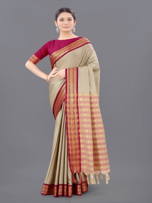 Aika Self Design Banarasi Cotton Silk Saree(Pink)