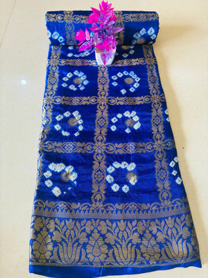 PRIYASAREEJPR Printed Bandhani Art Silk Saree(Dark Blue)
