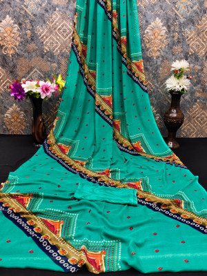 Kanooda Prints Printed Daily Wear Georgette Saree(Multicolor)