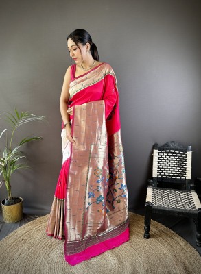 Tasrika Woven Banarasi Pure Silk Saree(Pink)