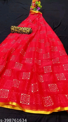 V And V Shop Printed Daily Wear Georgette Saree(Red)