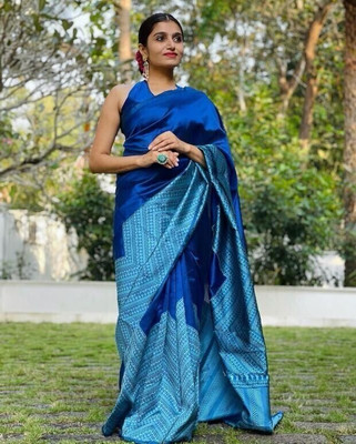 Bansari Textiles Embellished, Applique Bollywood Art Silk Saree(Blue)