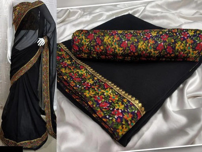 DRIZOMIZ Self Design Bollywood Georgette Saree(Black)