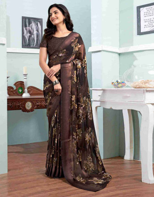 Sita Printed Bollywood Georgette Saree(Brown, Gold)