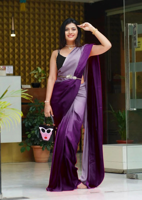 Riddhi textile Hub Ombre Saree with Attached Blouse Chiffon Saree(Yellow, Gold)