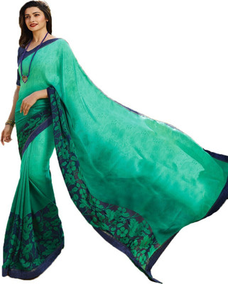 ROOP SUNDARI SAREES Printed Bollywood Pure Silk Saree(Light Green, Blue, Multicolor)