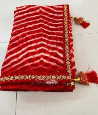 HouseOfCommon Striped Bollywood Georgette Saree(Red)