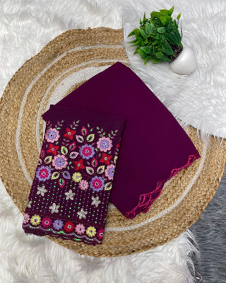 VIVAI CREATION Embroidered Berhampuri Georgette Saree(Purple)