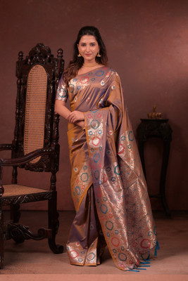 Divastri Printed Banarasi Cotton Silk Saree(Multicolor)