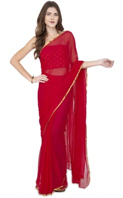 SainiVastra Self Design Bollywood Chiffon Saree(Red)