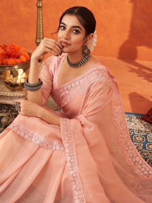 Sareemall Embellished Bollywood Chiffon Saree(Pink)