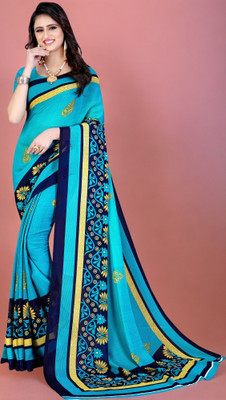 Leelavati Printed Daily Wear Georgette Saree(Light Blue)