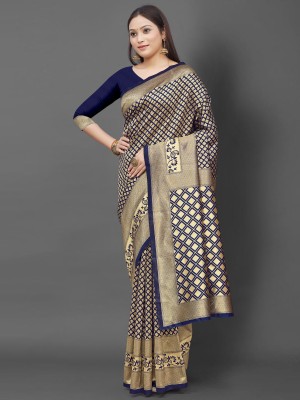 Sareemall Woven Banarasi Silk Blend Saree(Multicolor)