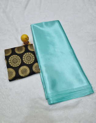 Arpita Fashion Solid/Plain, Self Design Bollywood Satin Saree(Light Blue)