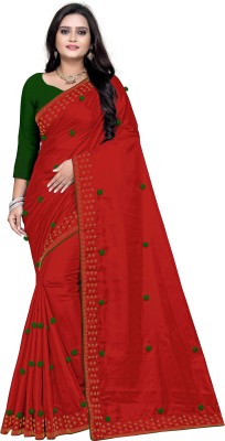 Wamsi Embroidered Bollywood Silk Blend Saree(Red)