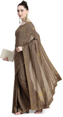 SHAKTIJEN ENTERPRISE Embellished Bollywood Chanderi Saree(Brown)