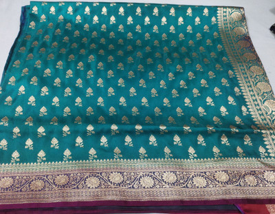 Aaradhya Creation Self Design Banarasi Nylon Saree(Dark Green)