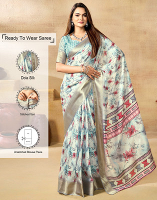 Samah Printed Bollywood Silk Blend Saree(Multicolor)