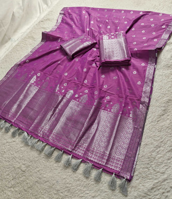 Skiran's Woven Mekhela Chador Cotton Blend Saree(Purple)